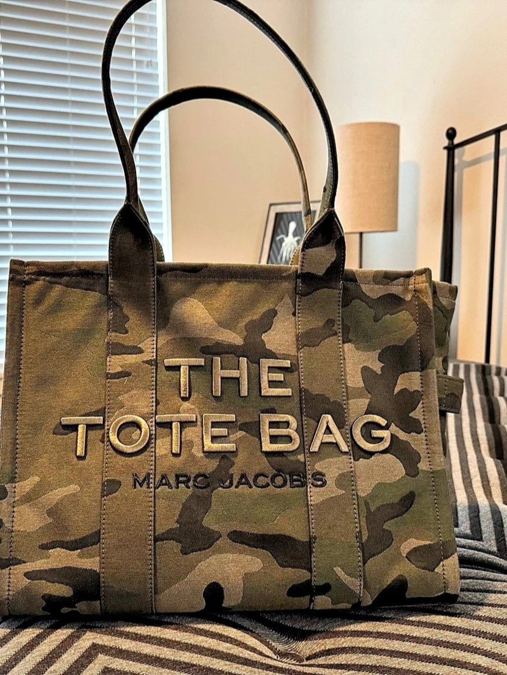 Marc Jacobs The Tote Bag Green Camo Canvas Tote  Large NWT